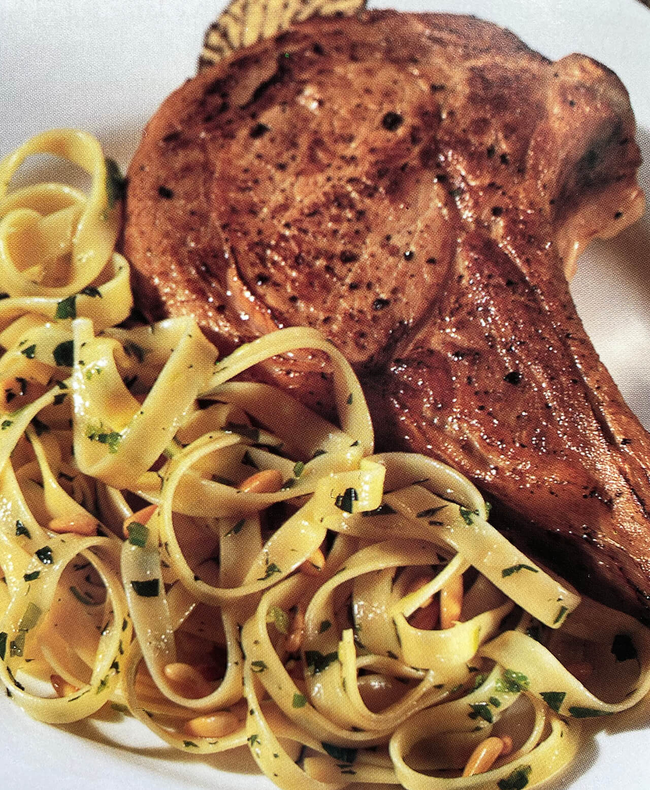 Pasta-and-pork-chop-dinner