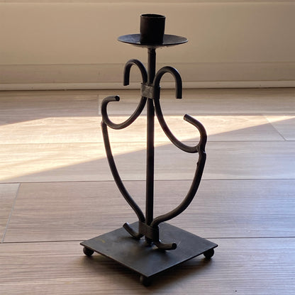 Silvestri Black Wrought Iron Candlestick Holder, 10 in.