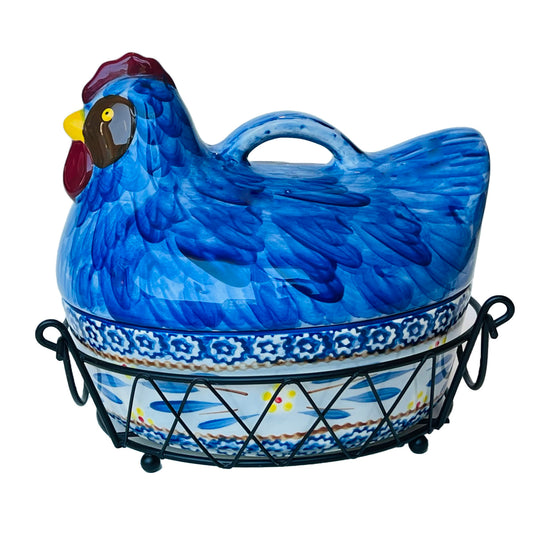 Temp-Tations-Presentable-Ovenware-by-Tara_Covered-Baking-Dish_Blue-Hen_Rooster
