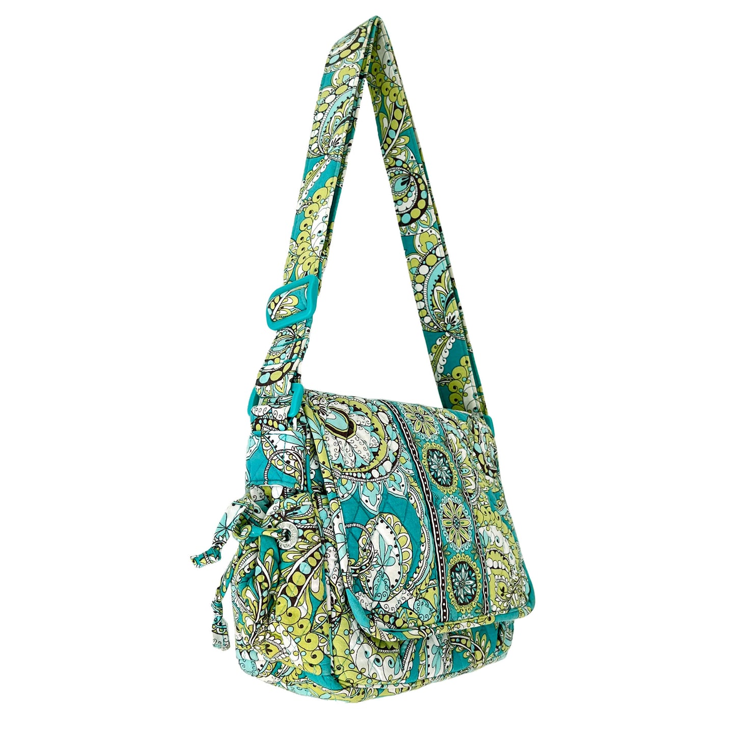 Vera-Bradley-Turquoise-Peacock-Quilted-Crossbody-Bag.-LeftSide-view.-Shop-eBargainsAndDeals.com