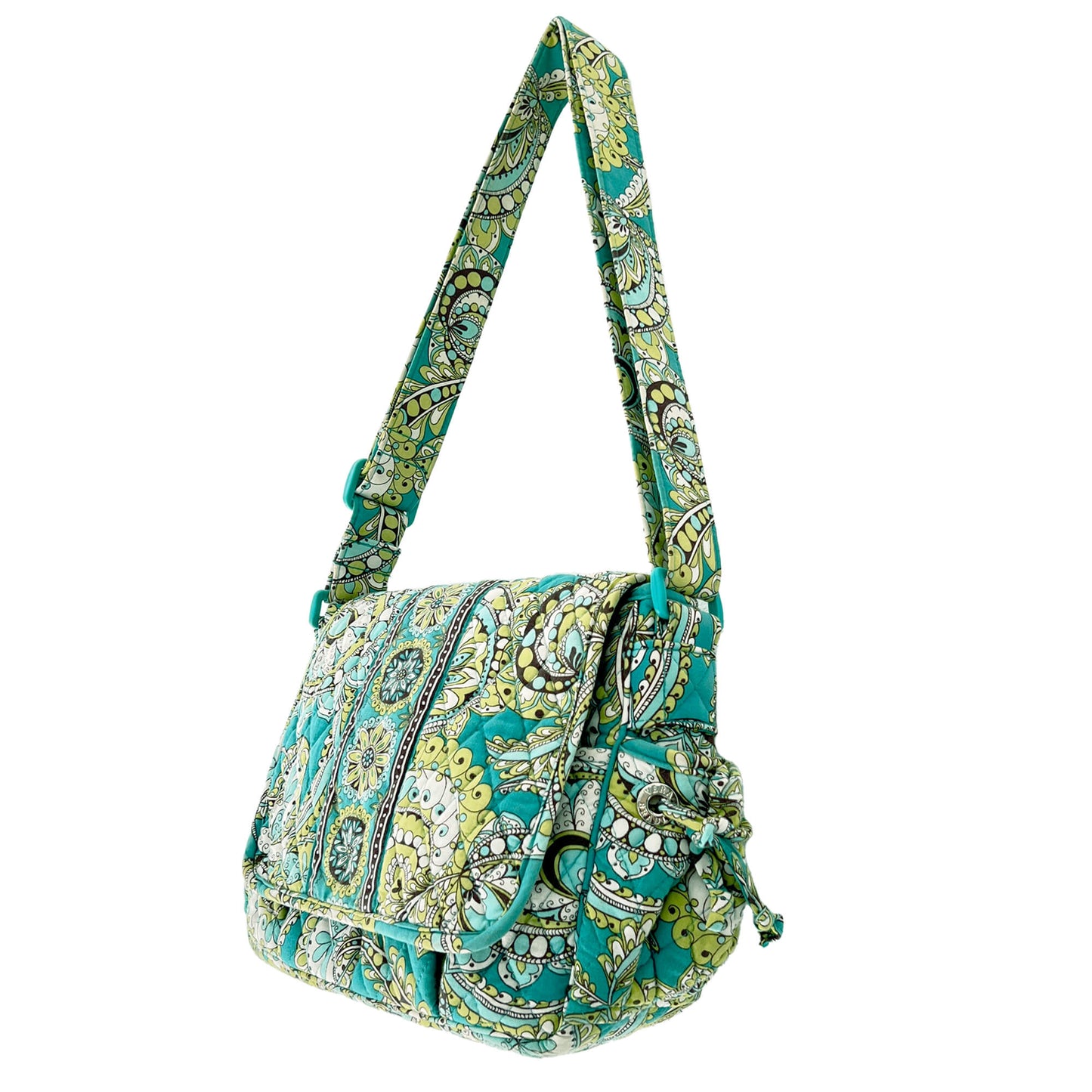 Vera-Bradley-Turquoice-Peacock-Quilted-Crossbody-Bag.-Side-view.-Shop-eBargainsAndDeals.com