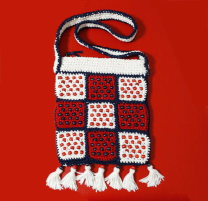  Walborg-Red,-White-Navy-Blue-Beaded-Macrame-Shoulder-Bag-Laying-Flat-Close-up-view.