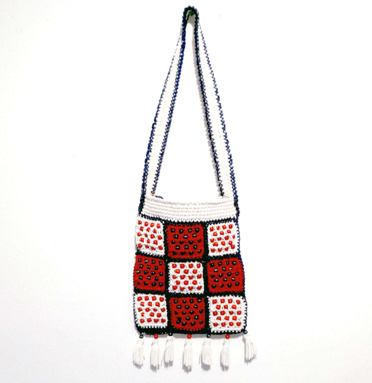 Walborg-Red,-White-Navy-Blue-Beaded-Macrame-Shoulder-Bag