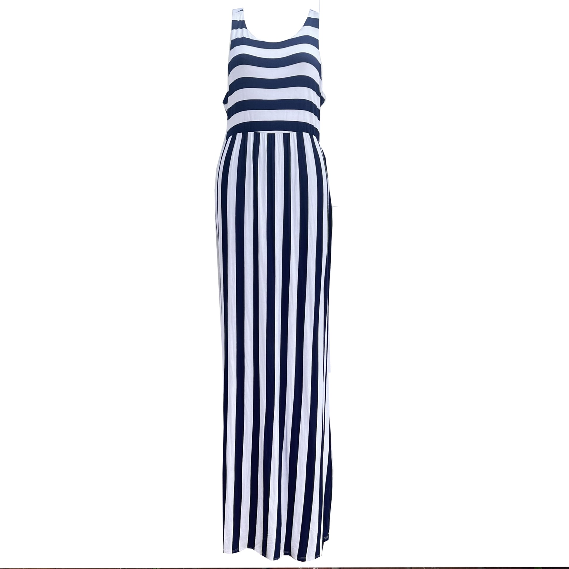 bellamie-D3374C-white-and-navy-blue-maxi-dress, size xl, shop-eBargainsAndDeals.com