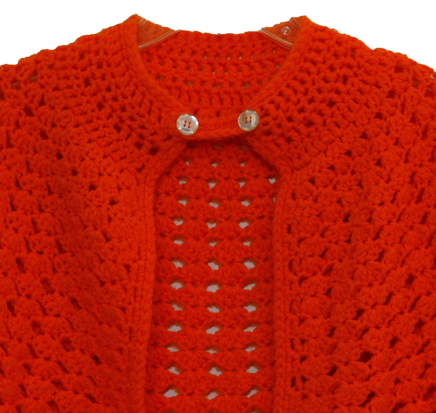 Vintage Handmade Orange Crochet Cape One Size - PawPurrPrints.com