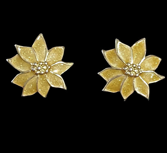 vintage-gold-enamel-floral-earrings